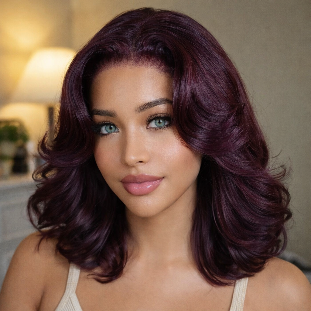 Black Cherry - Wig Glueless Ondulée